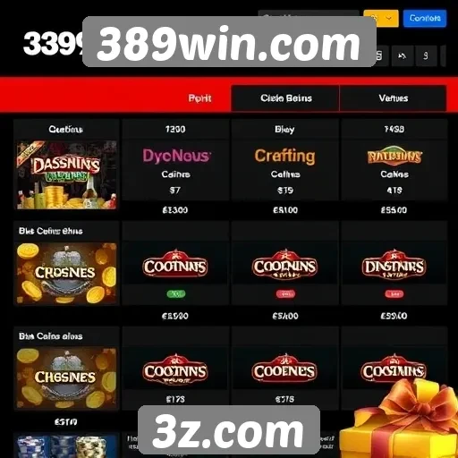 Comparativo de bônus disponíveis no site 389win.com